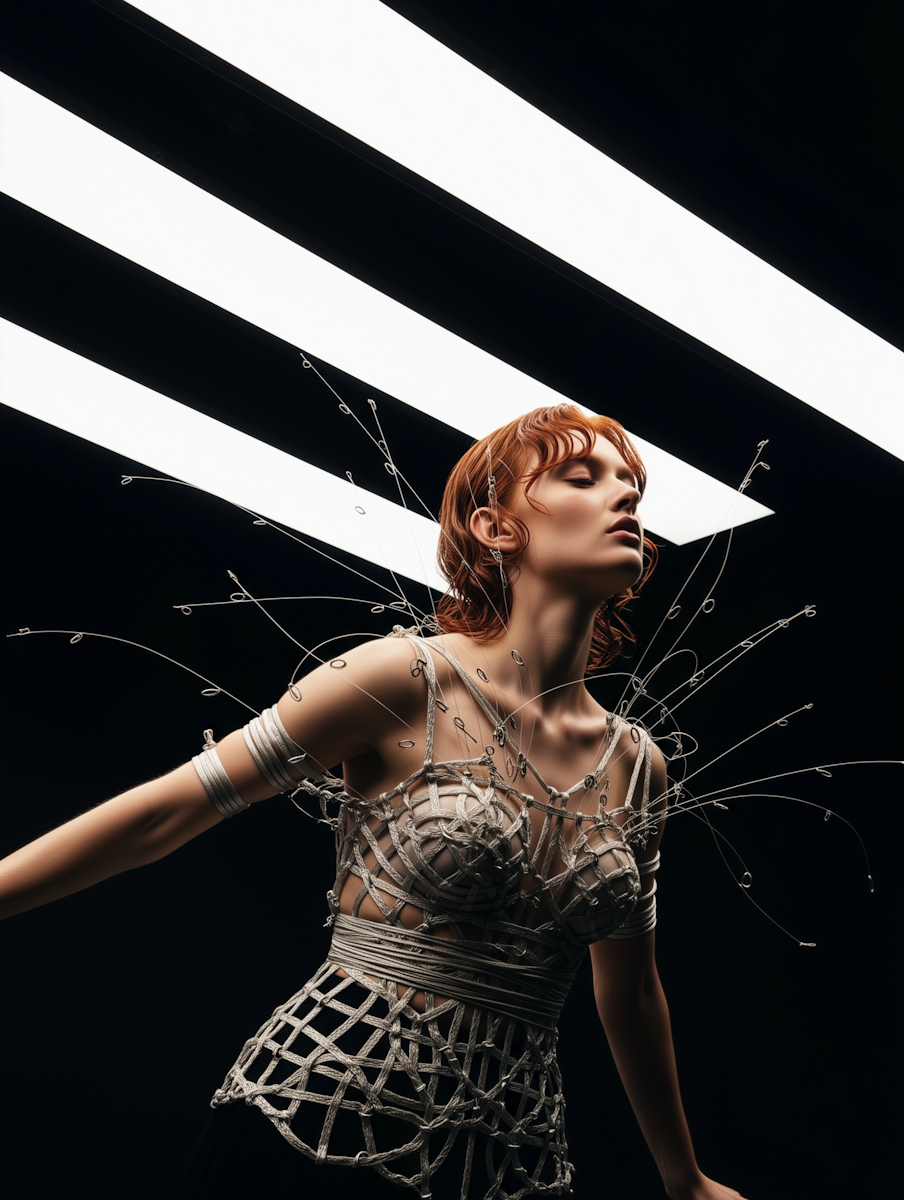 Futuristic fashion pose